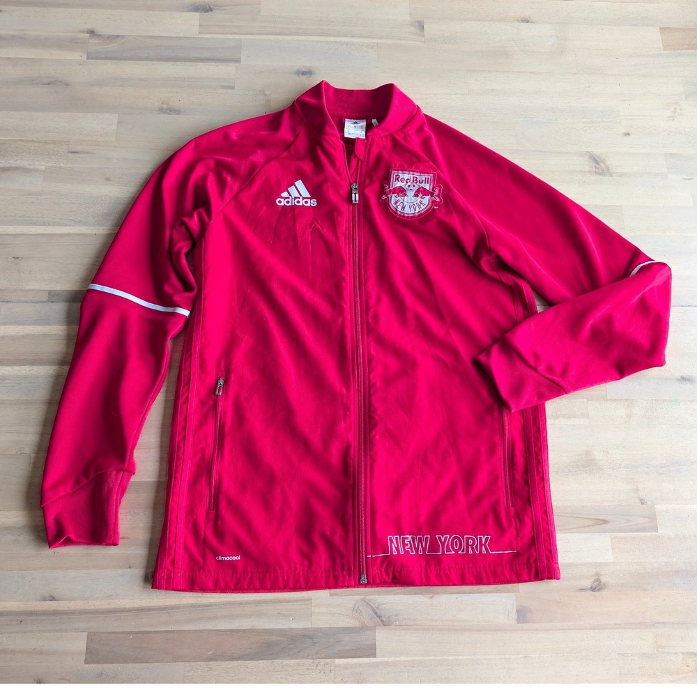 Adidas New York Red Bulls Soccer Track Jacket Mens Medium Red Full Zip Climacool